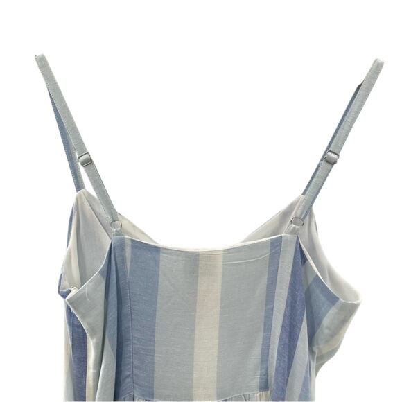 Joie Linen Blend Mini Sun Dress Striped Blue White Milkmaid Beachy Preppy Size 2 - Picture 6 of 12